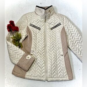 Nautica Cream Lightweight Quilted Puffer Jacket - Small